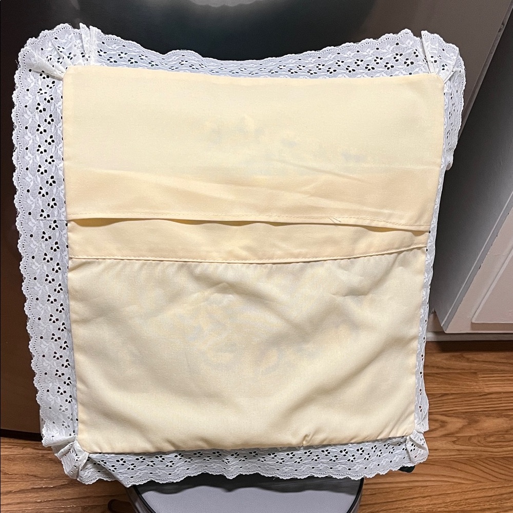 Hand painted Floral Pillow case with Lace Trim - Picture 3 of 9